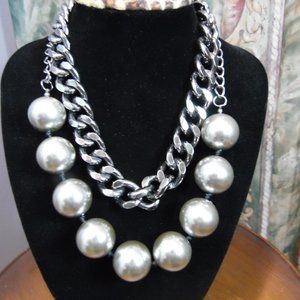 Lucia Chunky Silvertone Faux Pear Necklace